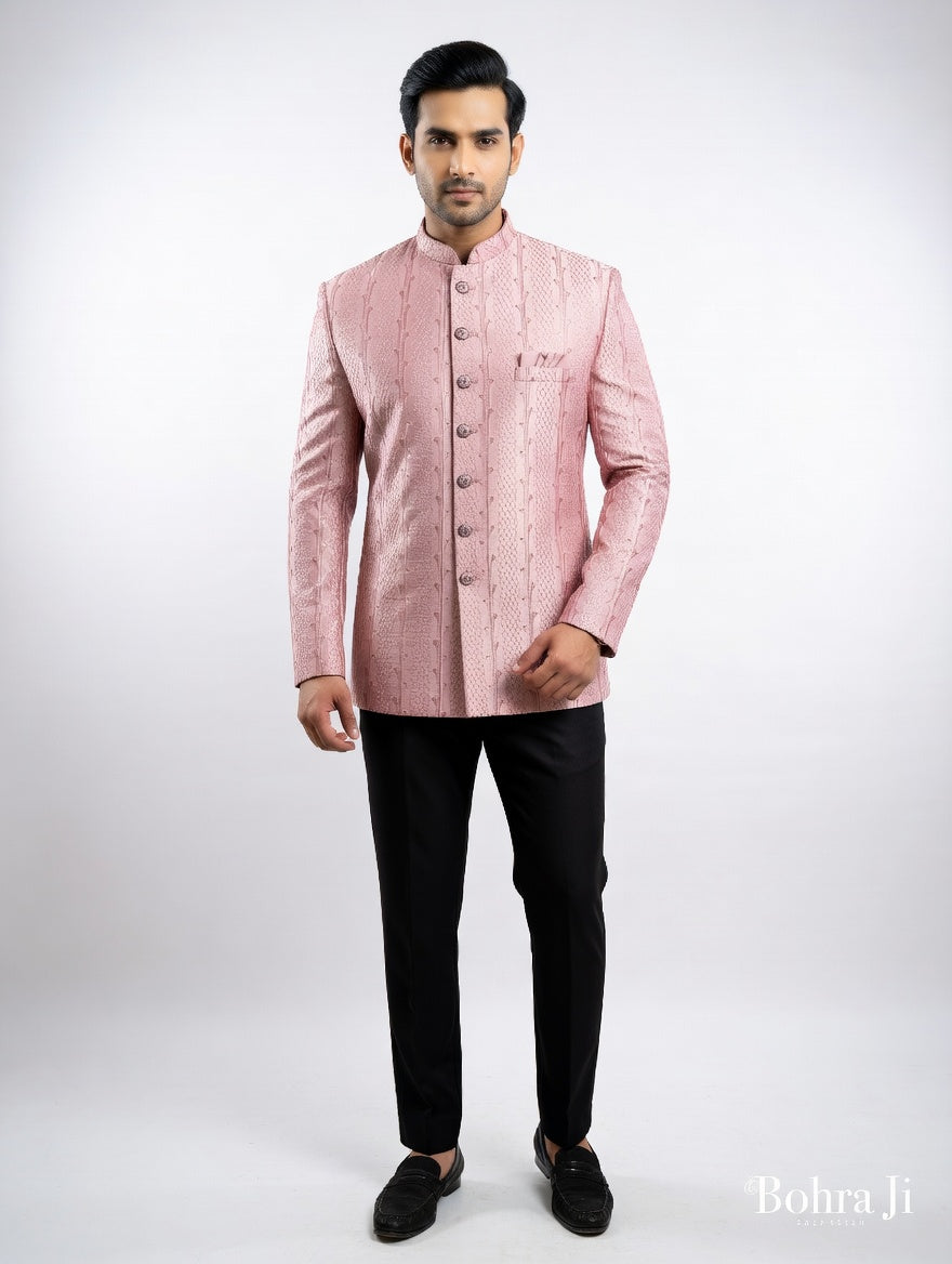 Premium Dusty Rose Texture Jodhpuri Suit
