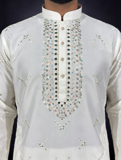 Royal Ivory Hand Embroidery Kurta Set