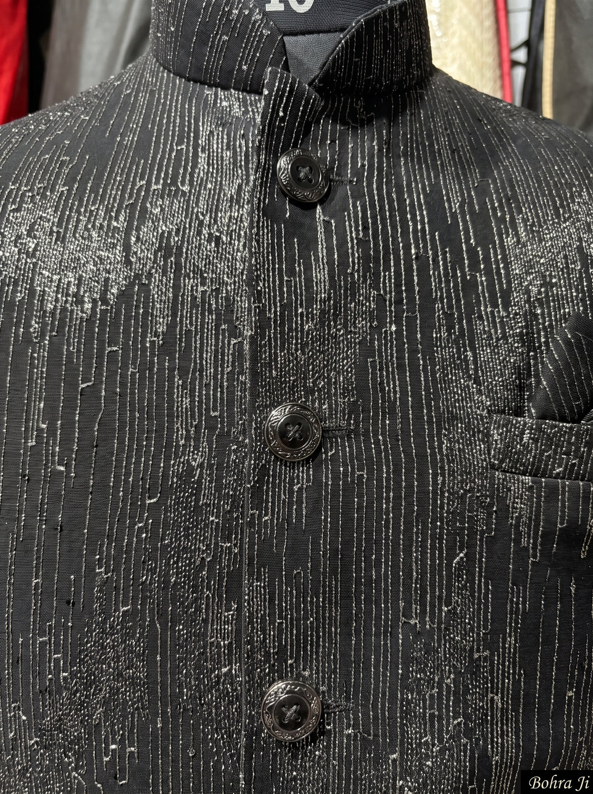 Black Silver Nehru Jacket /Set
