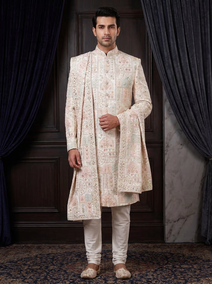 Abstract Multicolor Sherwani Set