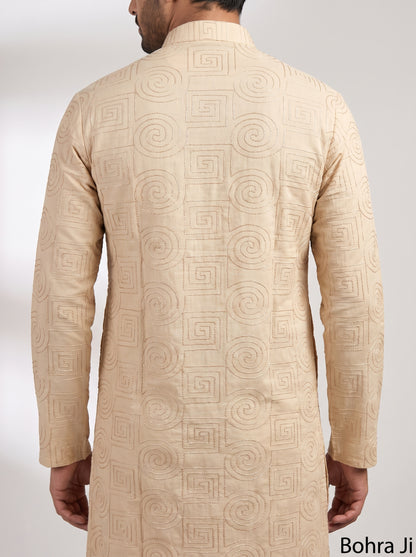 Beige Zari work Kurta/ Set