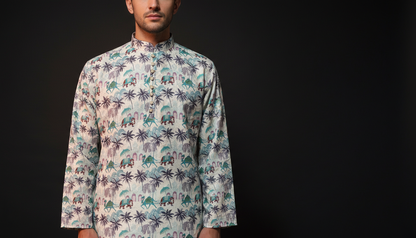 Royal Heritage Palm Print Kurta
