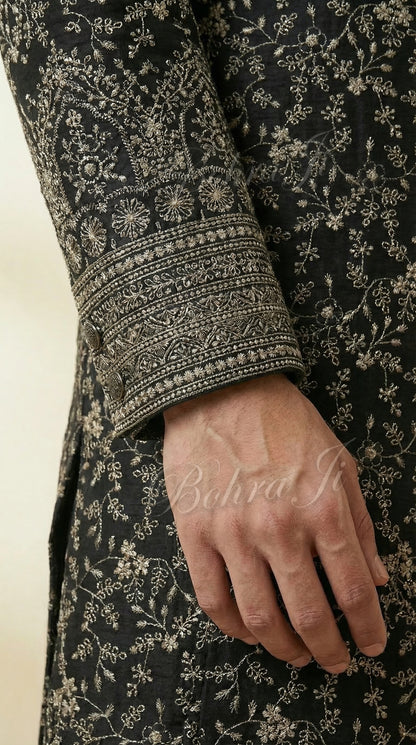 Royal Golden Texture Embellish Sherwani/ Set