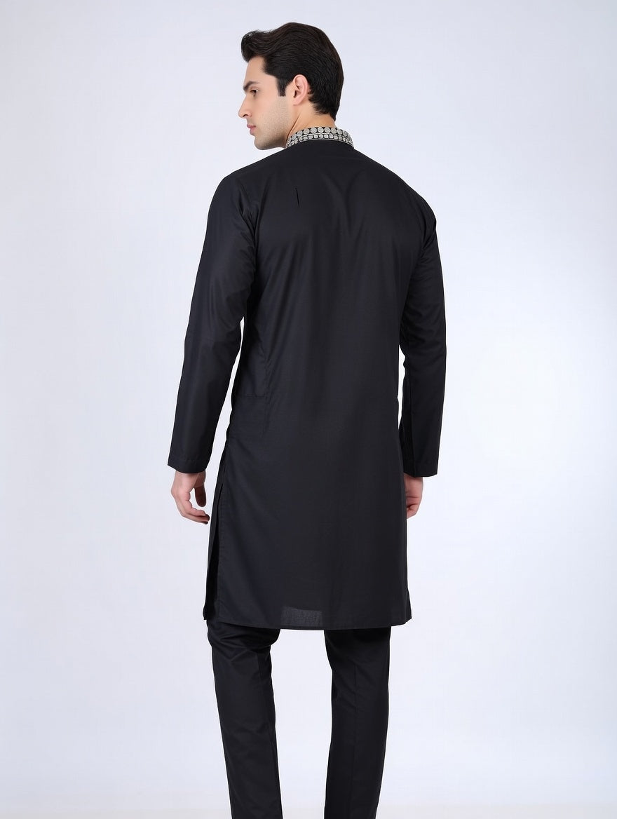 Minimalist Midnight Black Designer Kurta Set