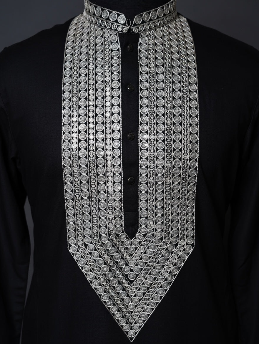 Minimalist Midnight Black Designer Kurta Set