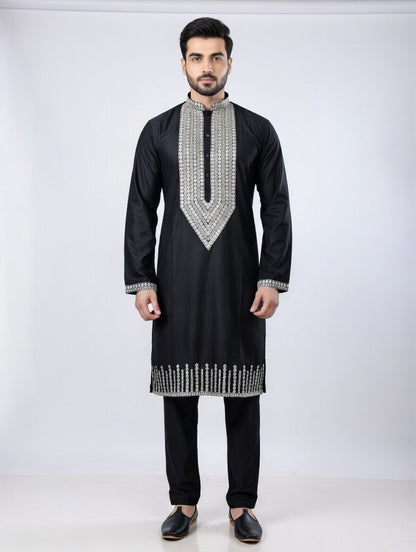 Minimalist Midnight Black Designer Kurta Set