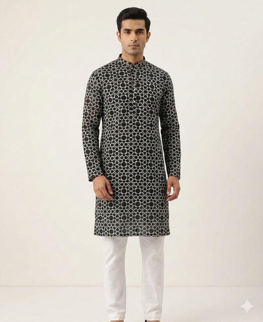 Premium Black Threadwork Kurta/ Set
