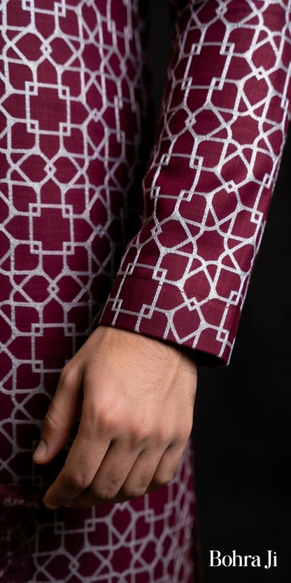 Royal Maroon Resham Texture Kurta/ Set