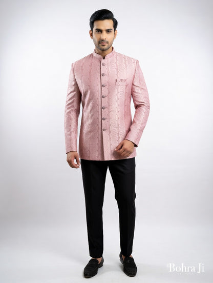 Premium Dusty Rose Texture Jodhpuri Suit