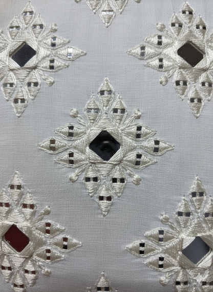 Designer Handwork Mirror Off White Kurta Set