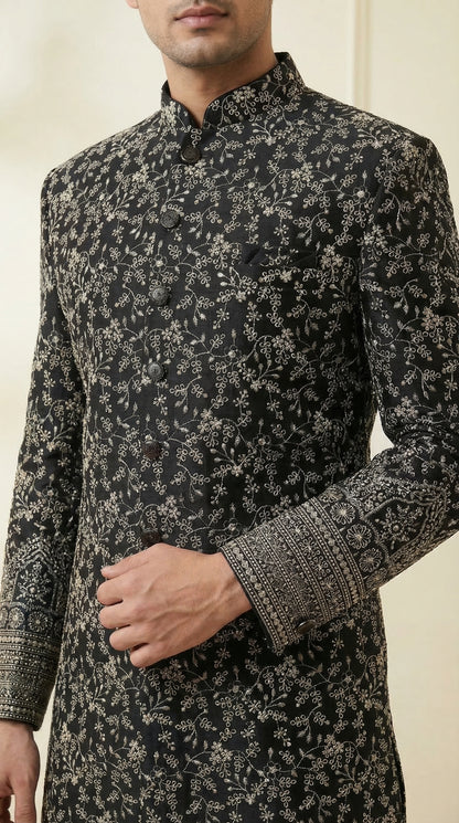 Royal Golden Texture Embellish Sherwani/ Set