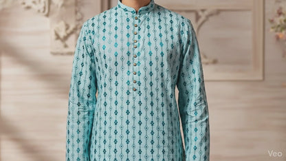 Teal Kurta tone to tone with Gold Matt sequins