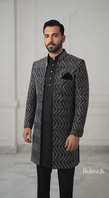 Royal Matt Gold Texture Open Indo Jacket/ Set