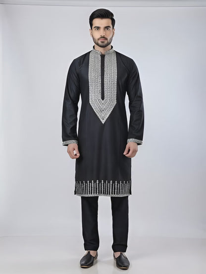 Minimalist Midnight Black Designer Kurta Set